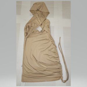 D&M Drawstring Side Criss Cross Halter Bodycon Dress